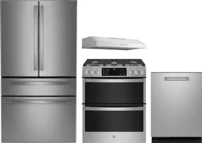 4 Piece Package Includes Refrigerator, Range, Hood And Dishwasher